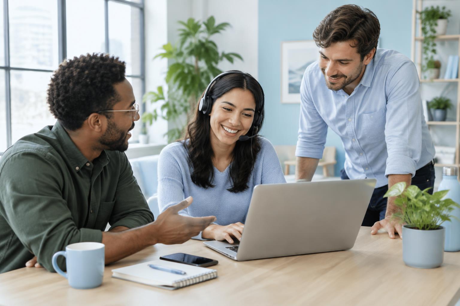 Small business team collaborating on customer service